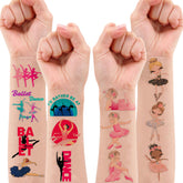 8 Sheets (96PCS) Ballerina Temporary Tattoos Themed Ballet Birthday Party Decorations Supplies Favors Decor Stickers For Kids Women Girls Gifts Classroom School Prizes Rewards